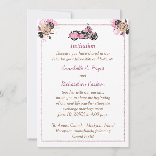 Motorfiets bruiloft uitnodiging (Voorkant)