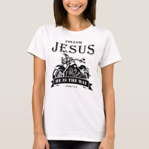 Motorfiets Christelijk Biker John 14:6 Volg Jesus T-shirt