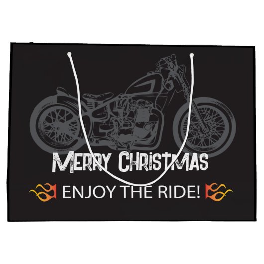 Motorfiets Christmas Black Classic Groot Cadeauzakje (Achterkant)