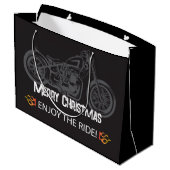 Motorfiets Christmas Black Classic Groot Cadeauzakje (Achterkant Gekanteld)