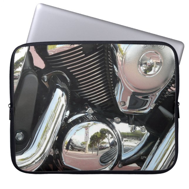 Motorfiets Chrome - 15" Neopreen Laptophoes Laptop Sleeve (Voorkant)