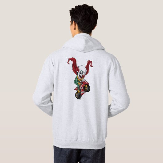 Motorfiets Clown Basic Hoodie Sweatshirt (Achterkant volledig)