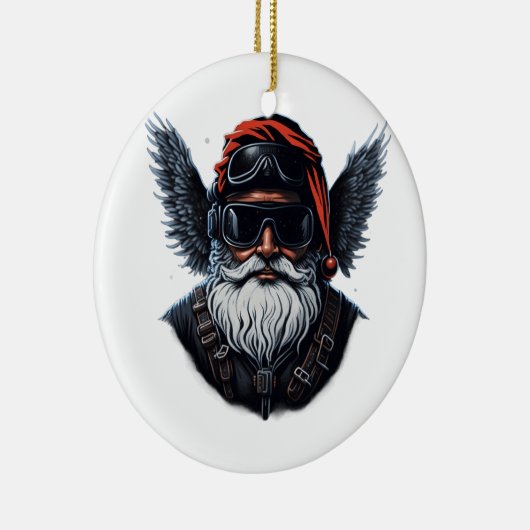 Motorfiets Cool Santa Keramisch Ornament (Rechts)