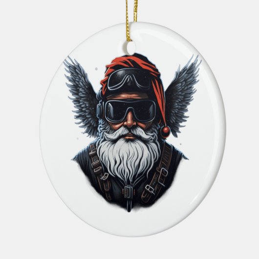 Motorfiets Cool Santa Keramisch Ornament (Links)
