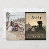 Motorfiets Couple Mountain Photo Weddenschap Bedankkaart (Voorkant)