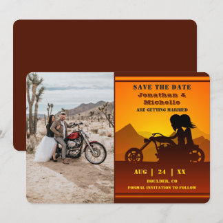 Motorfiets Couple Mountain Sunset Photo Weddenscha Save The Date