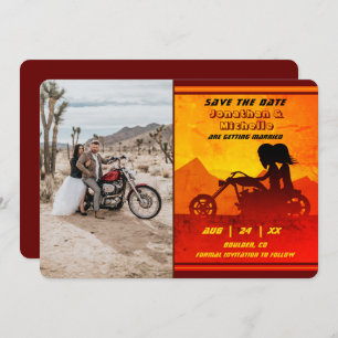Motorfiets Couple Mountain Sunset Photo Weddenscha Save The Date