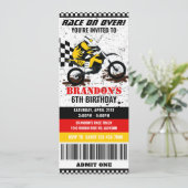 Motorfiets, crossmotor verjaardag ticket uitnodigi kaart (Staand voorkant)