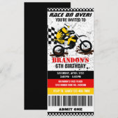 Motorfiets, crossmotor verjaardag ticket uitnodigi kaart (Voorkant / Achterkant)