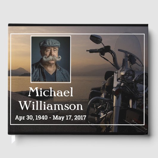 Motorfiets Dichtbij Water Foto Viering van het Lev Gastenboek (Voorkant)