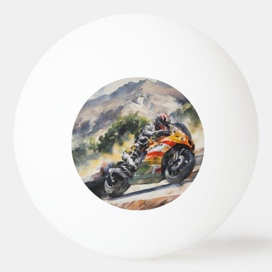 Motorfiets die een berghelling oprijdt pingpongbal (Voorkant)