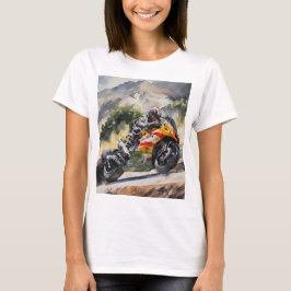 Motorfiets die een berghelling oprijdt t-shirt