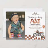 Motorfiets Dirt Bike 5e Verjaardag Foto Kaart (Voorkant)