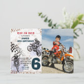Motorfiets Dirt Bike Foto Uitnodiging Verjaardag (Staand voorkant)