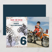 Motorfiets Dirt Bike Foto Uitnodiging Verjaardag (Voorkant / Achterkant)