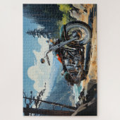 Motorfiets door een Mountain Stream Jigsaw Puzzle Legpuzzel (Verticaal)