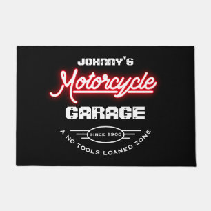 Motorfiets elke naam Red Neon Effect Slogan Deurmat