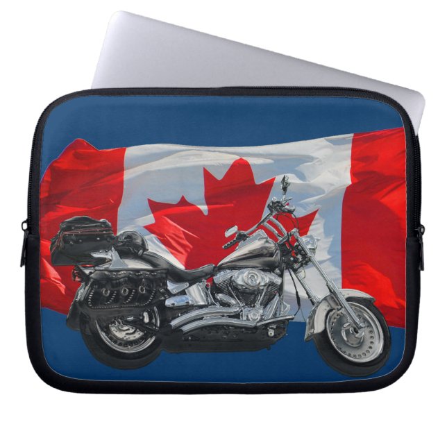 Motorfiets- en Canada-hoes voor patriottische lapt Laptop Sleeve (Voorkant)