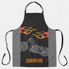 Motorfiets en Fietser vlammen Schort