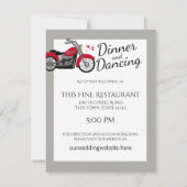 Motorfiets en harten bruiloft receptie kaart (Voorkant)