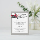 Motorfiets en harten bruiloft receptie kaart (Staand voorkant)