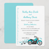 Motorfiets en Harten Wedding Aqua Kaart (Voorkant / Achterkant)