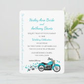 Motorfiets en Harten Wedding Aqua Kaart (Staand voorkant)