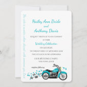 Motorfiets en Harten Wedding Aqua Kaart (Voorkant)