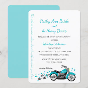 Motorfiets en Harten Wedding Aqua Kaart