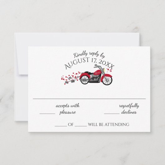 Motorfiets en Harten Wedding Response Kaart (Voorkant)