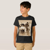  motorfiets en oude leerschool t-shirt (Voorkant volledig)