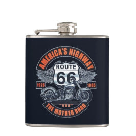 Motorfiets en Route 66 Heupfles