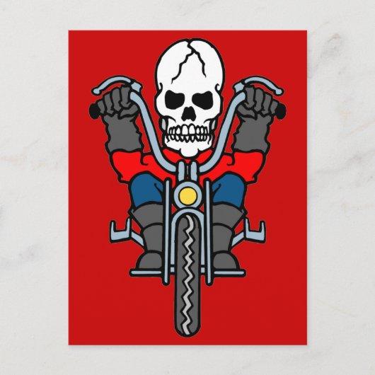 Motorfiets en schedel briefkaart (Voorkant)
