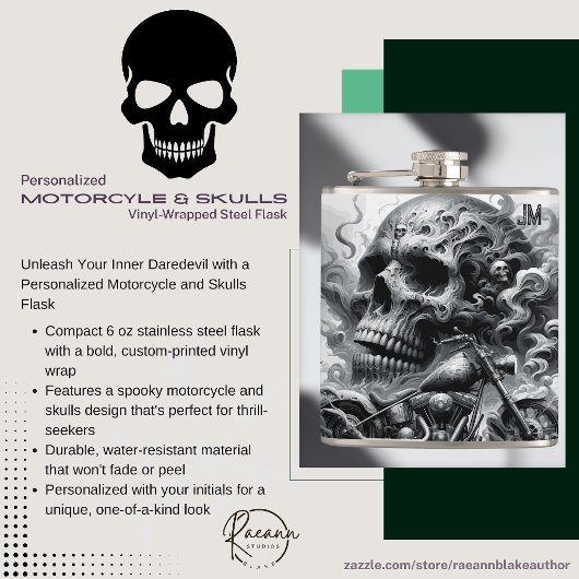 Motorfiets en Schedels Vinyl Omwikkelde Flask Heupfles