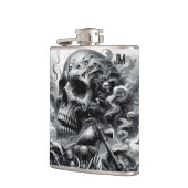 Motorfiets en Schedels Vinyl Omwikkelde Flask Heupfles (Links)