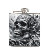 Motorfiets en Schedels Vinyl Omwikkelde Flask Heupfles (Voorkant)