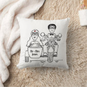 Motorfiets- en sidecar Wedding Gift Throw Cushion Kussen (Deken)