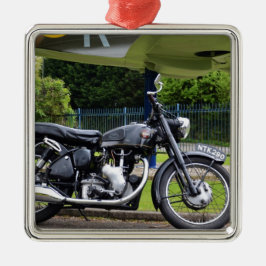 Motorfiets en spitvuur metalen ornament