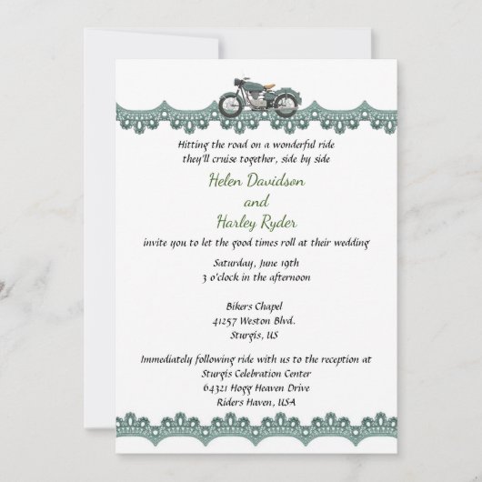 Motorfiets en uitnodiging voor weddenschappen (Voorkant)