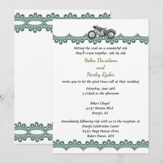 Motorfiets en uitnodiging voor weddenschappen (Voorkant / Achterkant)