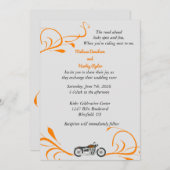 Motorfiets en wervelingen bruiloft uitnodiging (Voorkant / Achterkant)