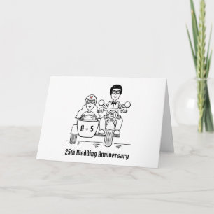 Motorfiets en zijspan huwelijksjubileum kaart