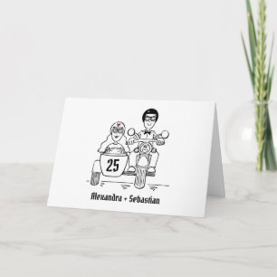 Motorfiets en zijspan huwelijksjubileum kaart