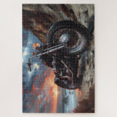 Motorfiets en zonsondergang Jigsaw Puzzel (Verticaal)