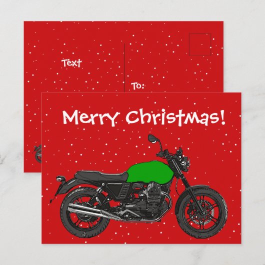 Motorfiets Feestdagenkaart (Voorkant / Achterkant)