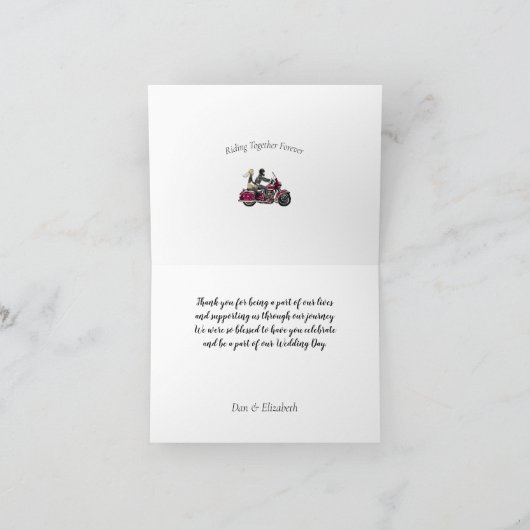 Motorfiets foto bruiloft dank u kaart (Binnen)