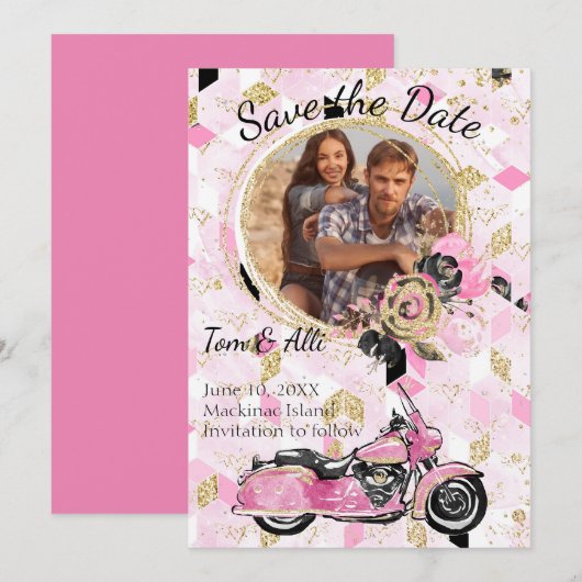 Motorfiets Foto's opslaan Datum Save The Date (Voorkant / Achterkant)