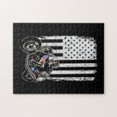 motorfiets - gedetailleerd met Amerikaanse vlag Legpuzzel (Horizontaal)