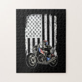  motorfiets - gedetailleerd met Amerikaanse vlag Legpuzzel (Verticaal)