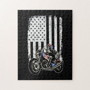  motorfiets - gedetailleerd met Amerikaanse vlag Legpuzzel